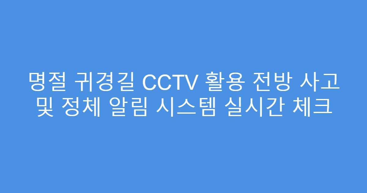 명절 귀경길 CCTV 활용 전방 사고 및 정체 알림 시스템 실시간 체크