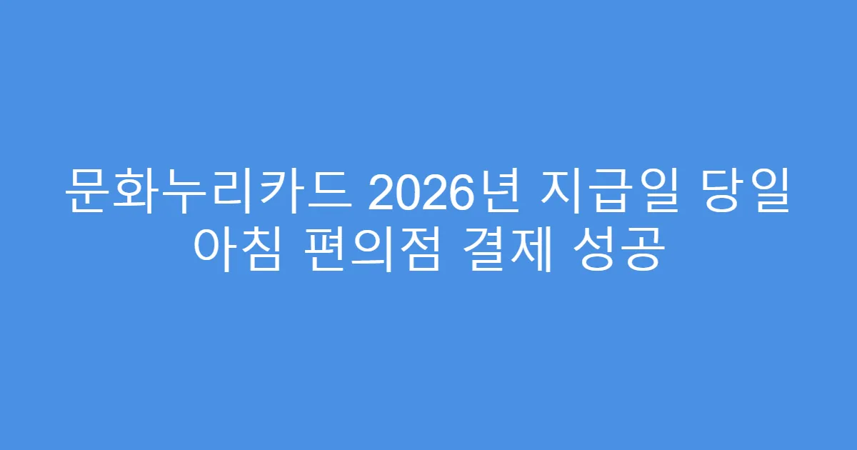 문화누리카드 2026년 지급일 당일 아침 편의점 결제 성공