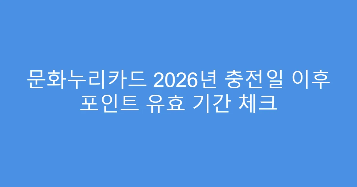 문화누리카드 2026년 충전일 이후 포인트 유효 기간 체크