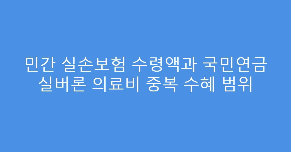 민간 실손보험 수령액과 국민연금 실버론 의료비 중복 수혜 범위