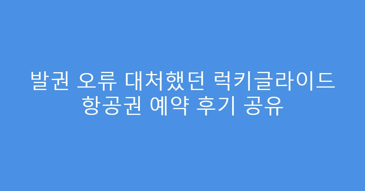 발권 오류 대처했던 럭키글라이드 항공권 예약 후기 공유