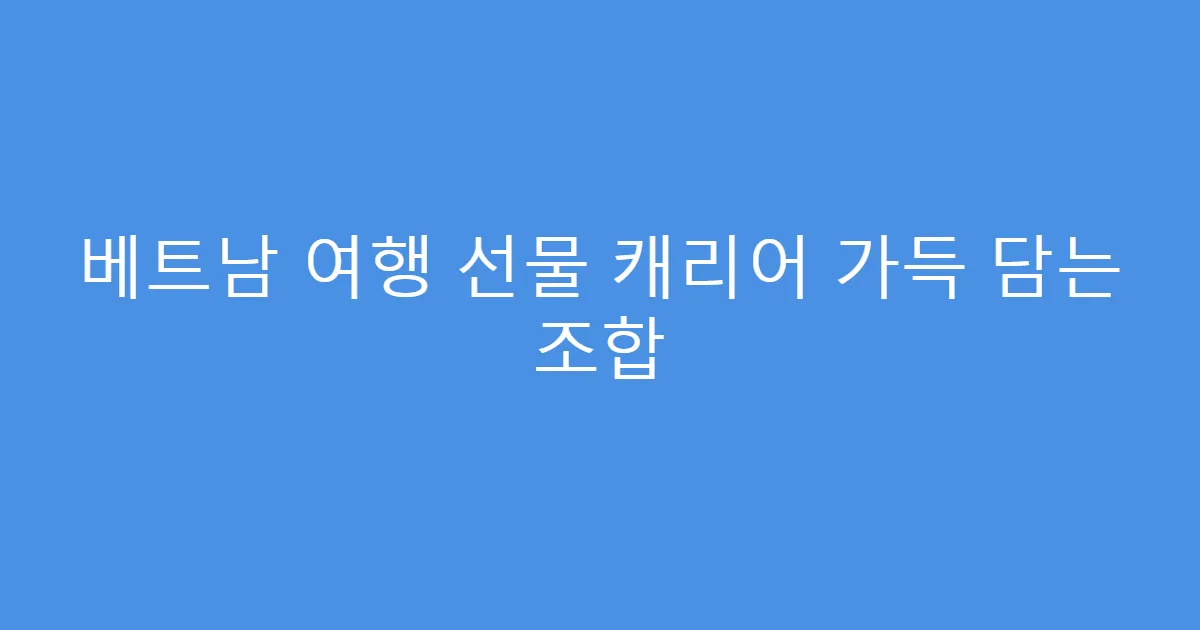 베트남 여행 선물 캐리어 가득 담는 조합