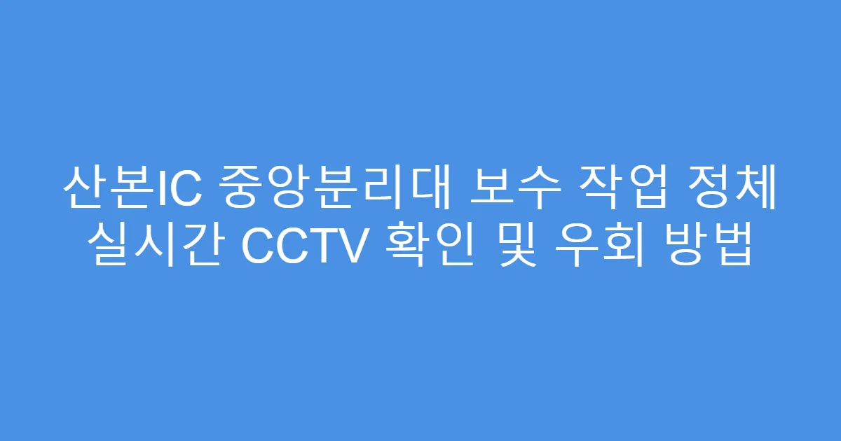 산본IC 중앙분리대 보수 작업 정체 실시간 CCTV 확인 및 우회 방법