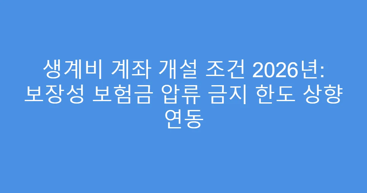 생계비 계좌 개설 조건 2026년: 보장성 보험금 압류 금지 한도 상향 연동