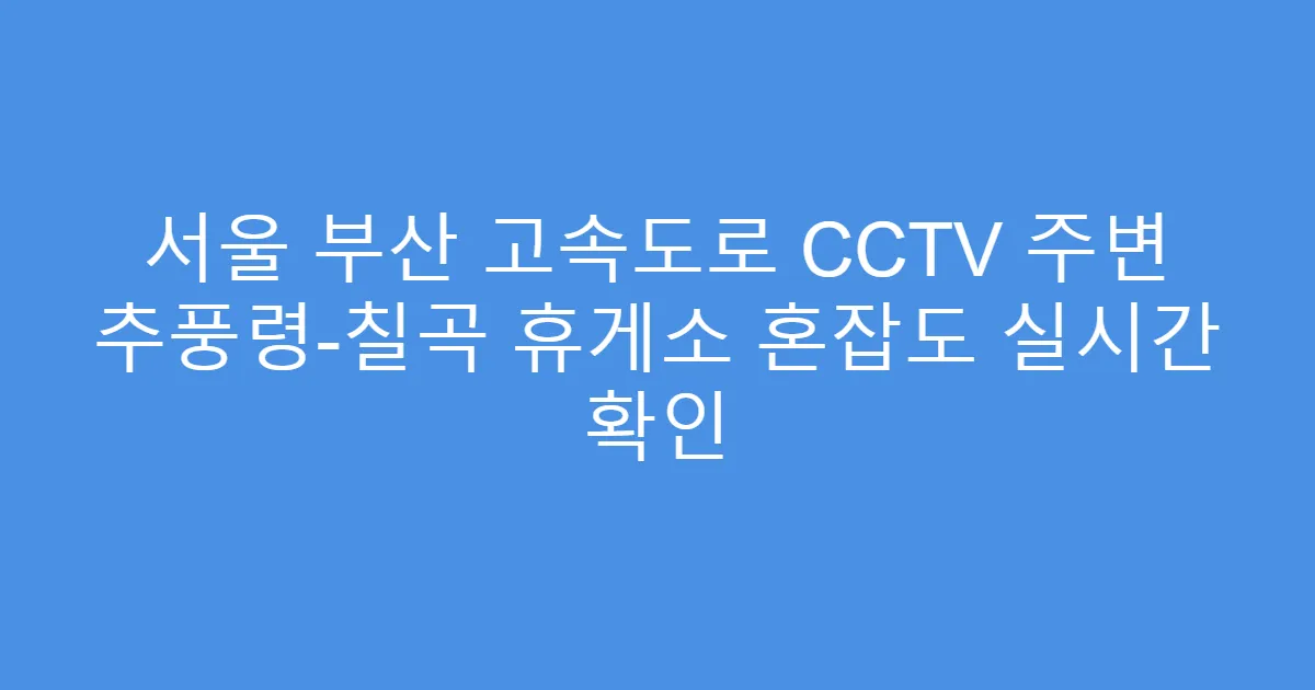 서울 부산 고속도로 CCTV 주변 추풍령-칠곡 휴게소 혼잡도 실시간 확인