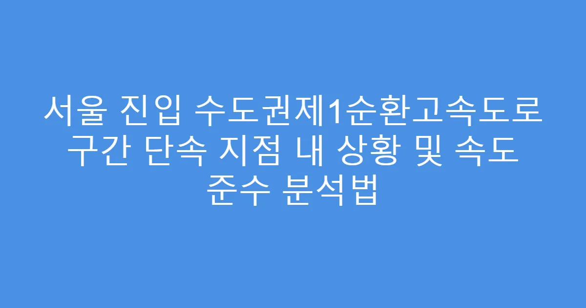 서울 진입 수도권제1순환고속도로 구간 단속 지점 내 상황 및 속도 준수 분석법