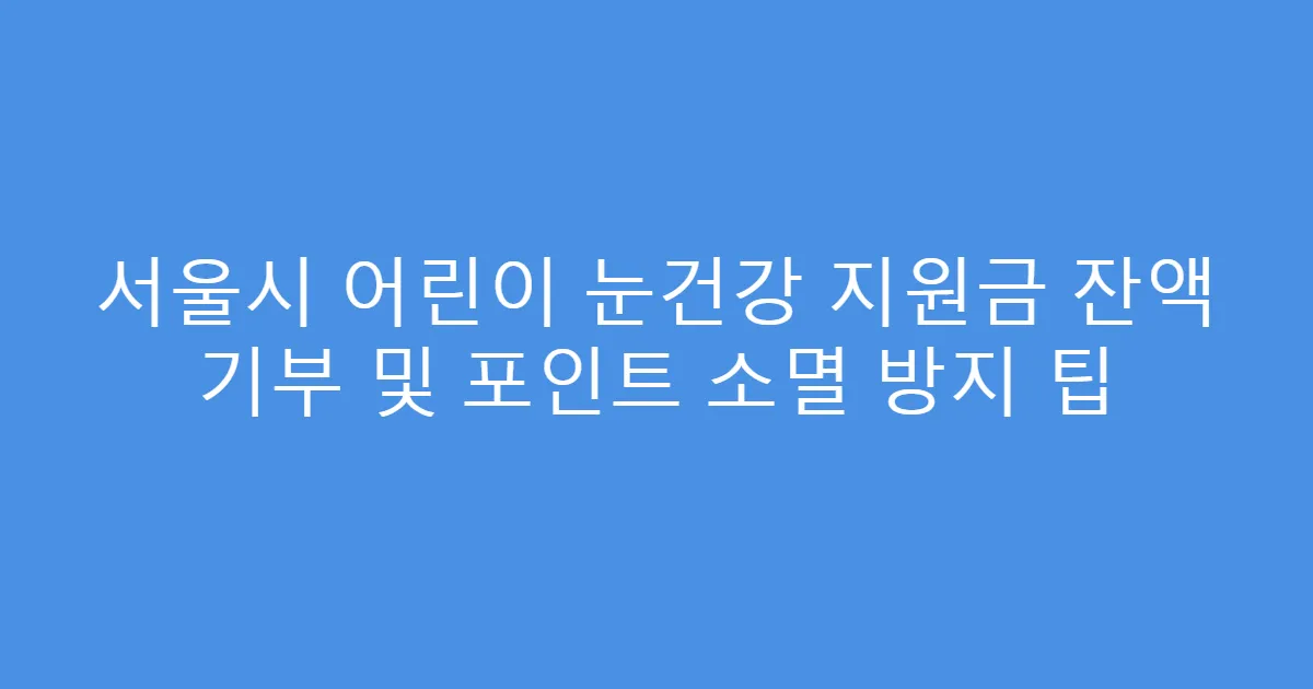 서울시 어린이 눈건강 지원금 잔액 기부 및 포인트 소멸 방지 팁