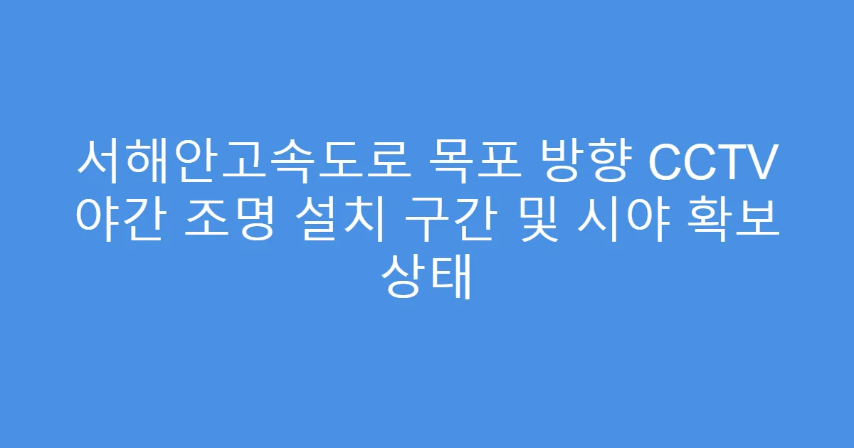 서해안고속도로 목포 방향 CCTV 야간 조명 설치 구간 및 시야 확보 상태