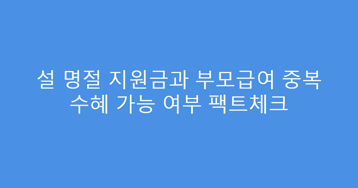 설 명절 지원금과 부모급여 중복 수혜 가능 여부 팩트체크