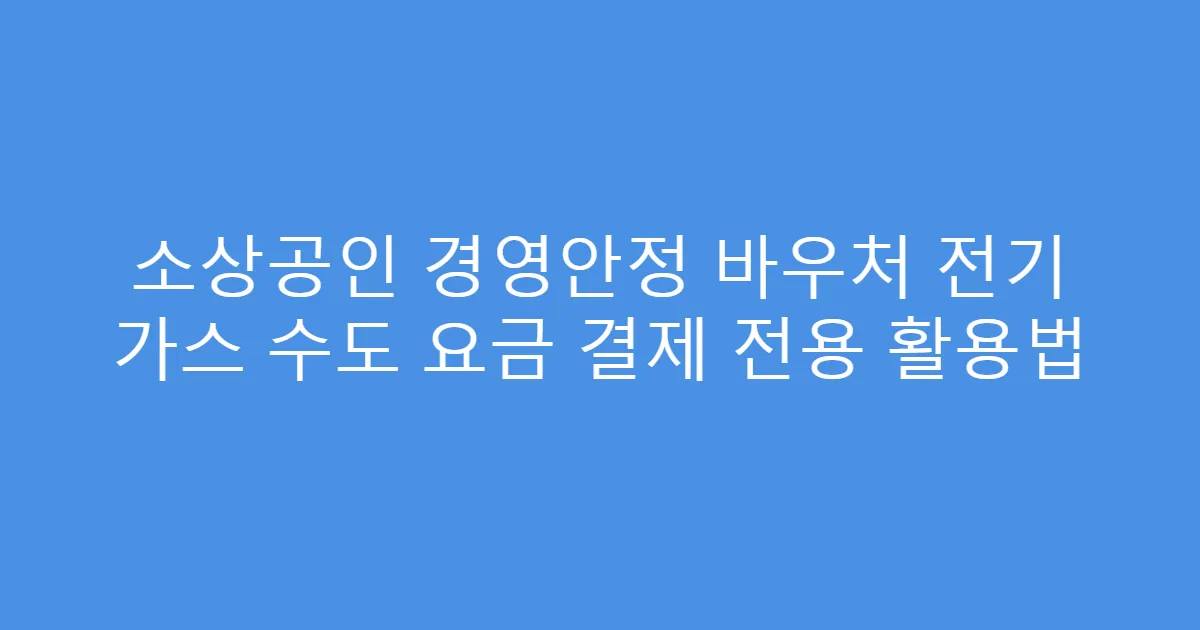 소상공인 경영안정 바우처 전기 가스 수도 요금 결제 전용 활용법
