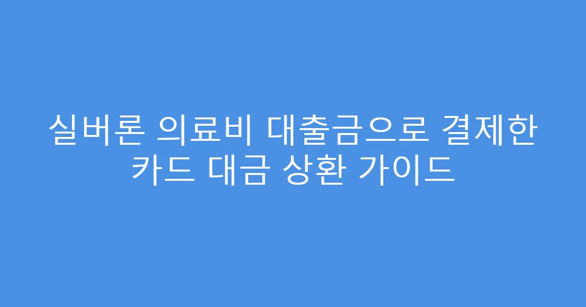 실버론 의료비 대출금으로 결제한 카드 대금 상환 가이드