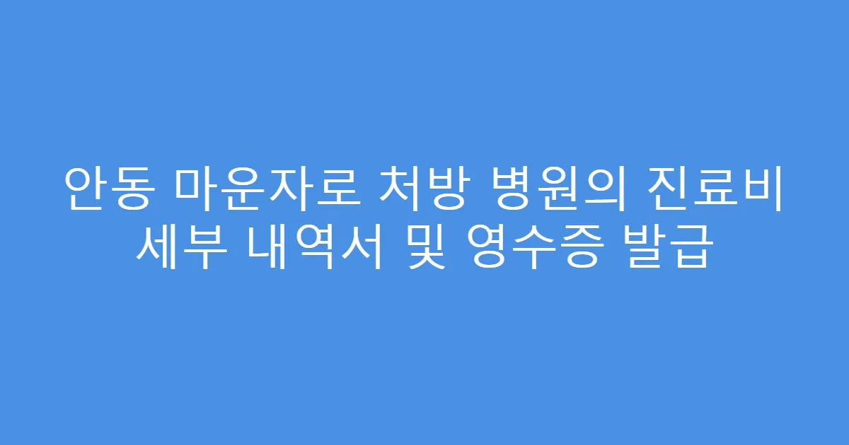 안동 마운자로 처방 병원의 진료비 세부 내역서 및 영수증 발급