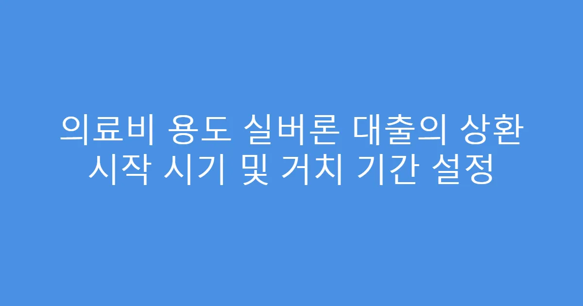 의료비 용도 실버론 대출의 상환 시작 시기 및 거치 기간 설정