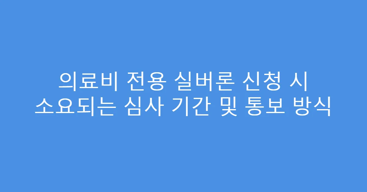 의료비 전용 실버론 신청 시 소요되는 심사 기간 및 통보 방식