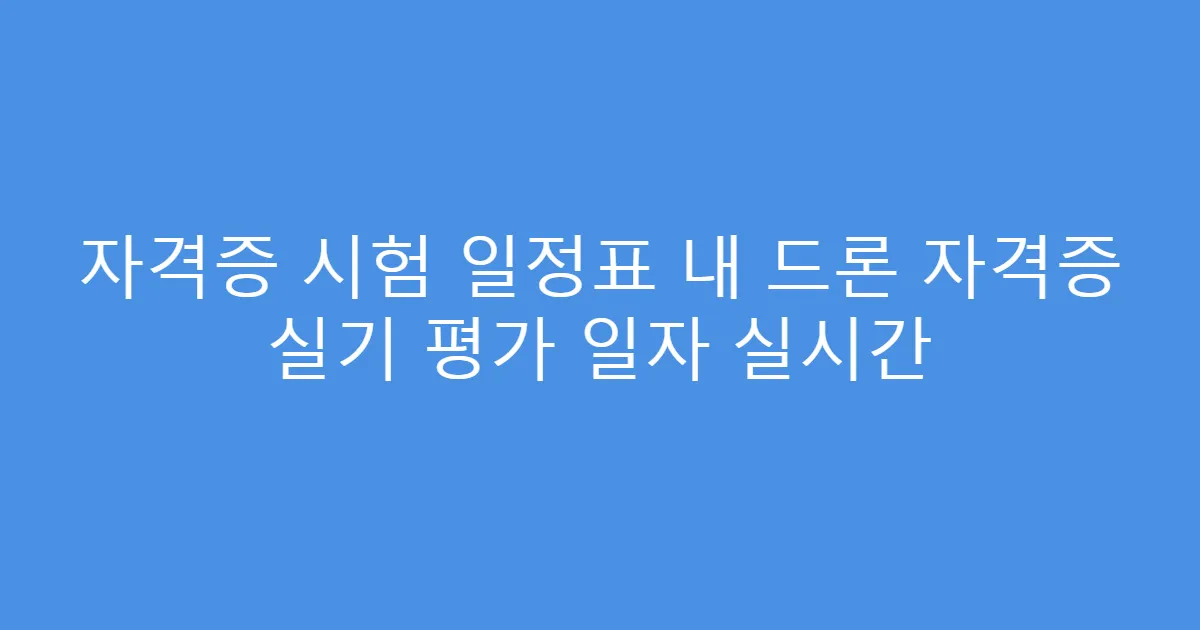자격증 시험 일정표 내 드론 자격증 실기 평가 일자 실시간