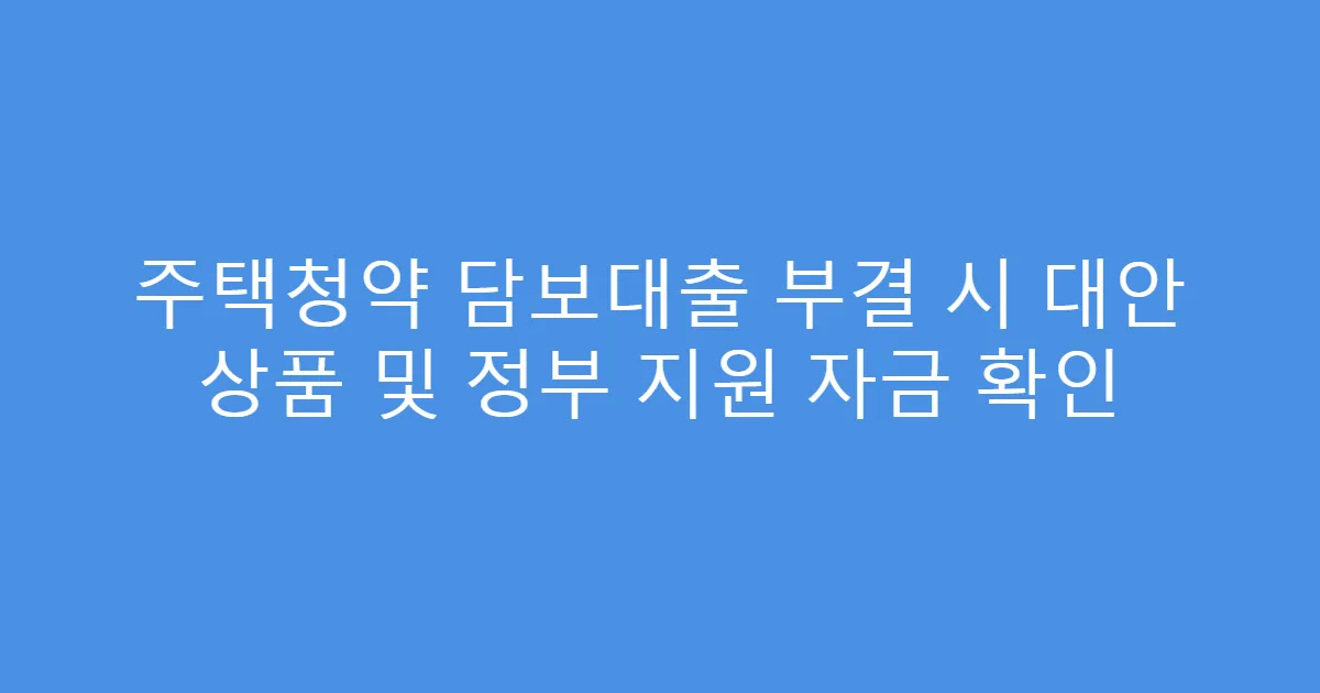 주택청약 담보대출 부결 시 대안 상품 및 정부 지원 자금 확인