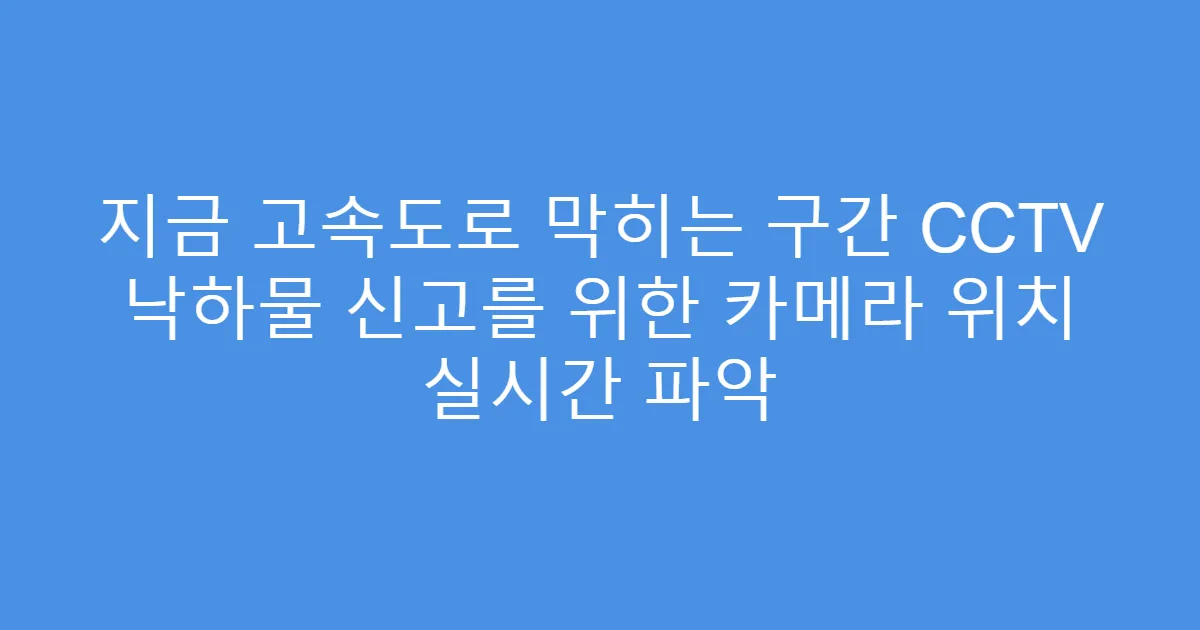 지금 고속도로 막히는 구간 CCTV 낙하물 신고를 위한 카메라 위치 실시간 파악