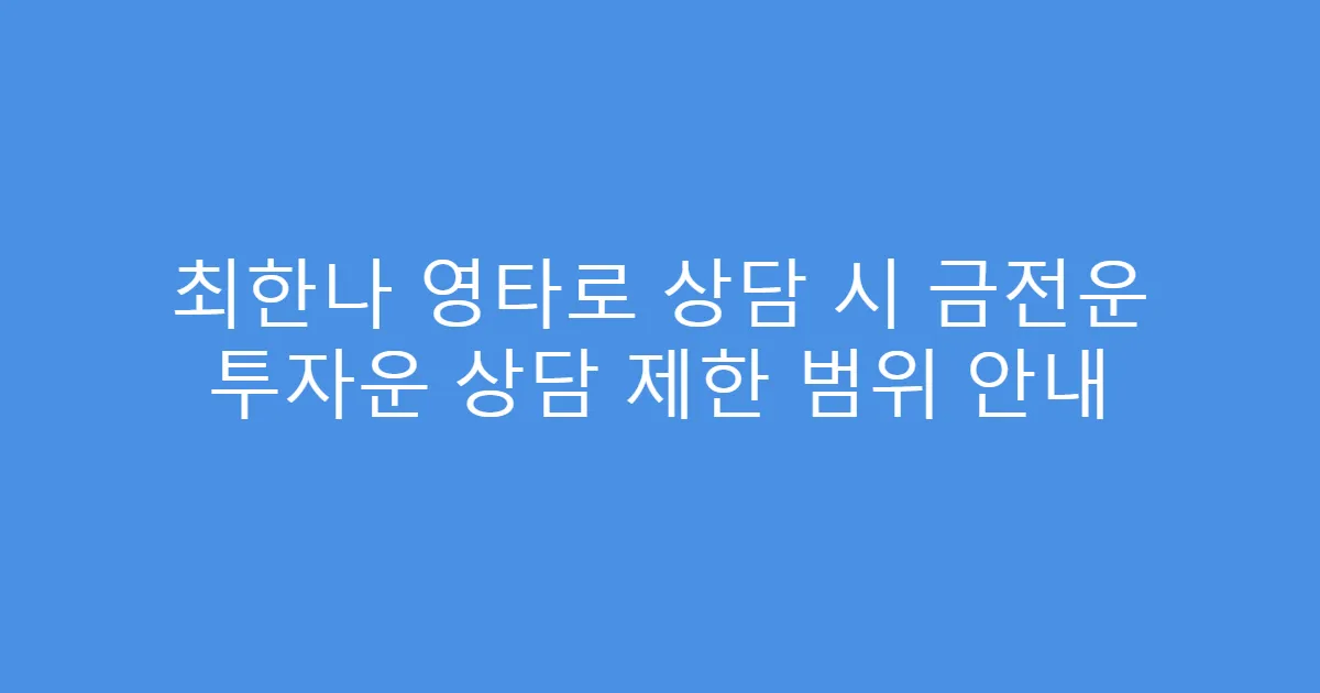 최한나 영타로 상담 시 금전운 투자운 상담 제한 범위 안내