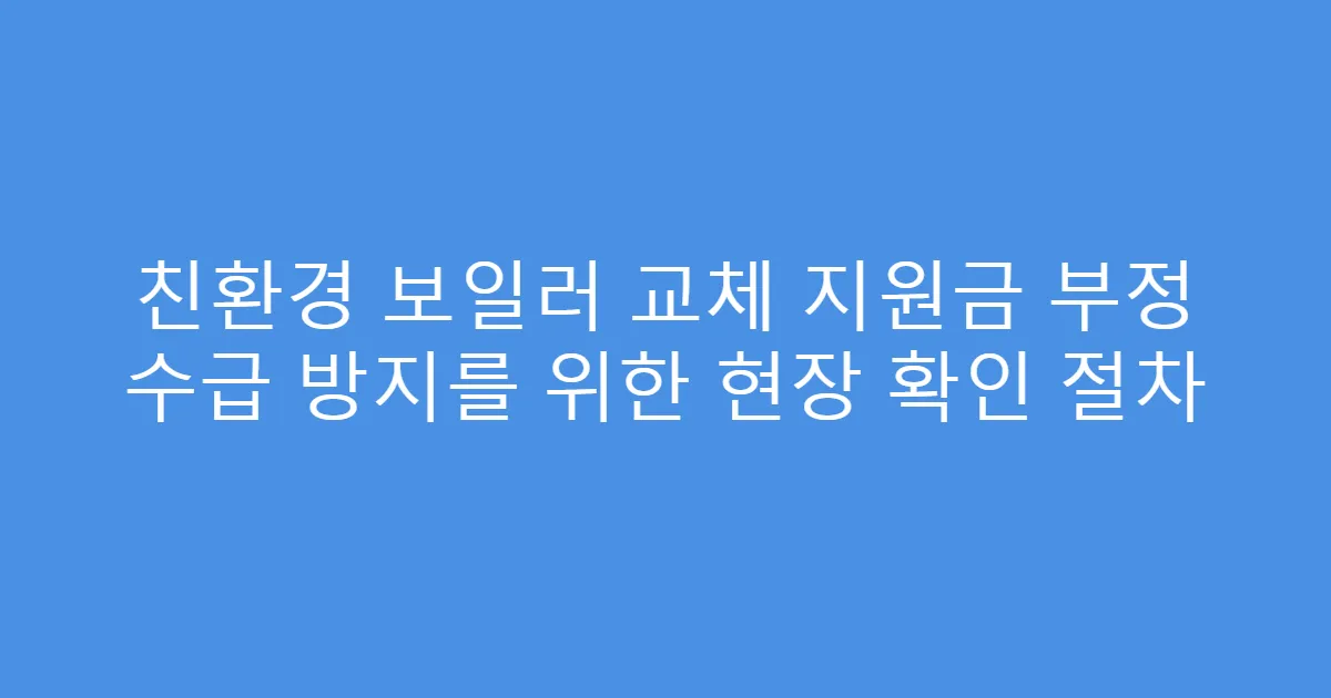 친환경 보일러 교체 지원금 부정 수급 방지를 위한 현장 확인 절차