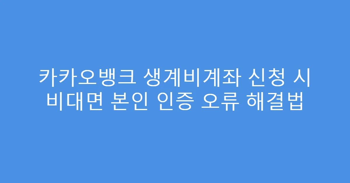 카카오뱅크 생계비계좌 신청 시 비대면 본인 인증 오류 해결법