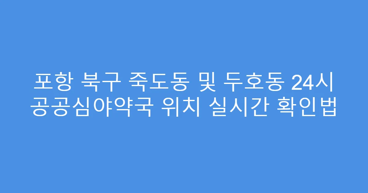 포항 북구 죽도동 및 두호동 24시 공공심야약국 위치 실시간 확인법