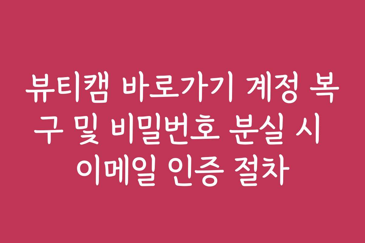 뷰티캠 바로가기 계정 복구 및 비밀번호 분실 시 이메일 인증 절차