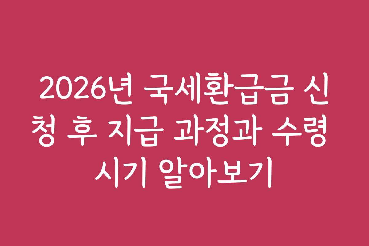 2026년 국세환급금 신청 후 지급 과정과 수령 시기 알아보기