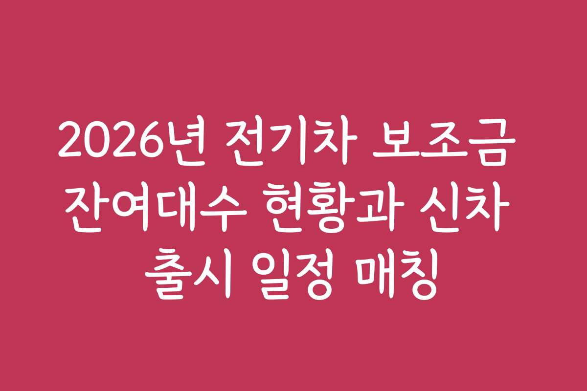 2026년 전기차 보조금 잔여대수 현황과 신차 출시 일정 매칭