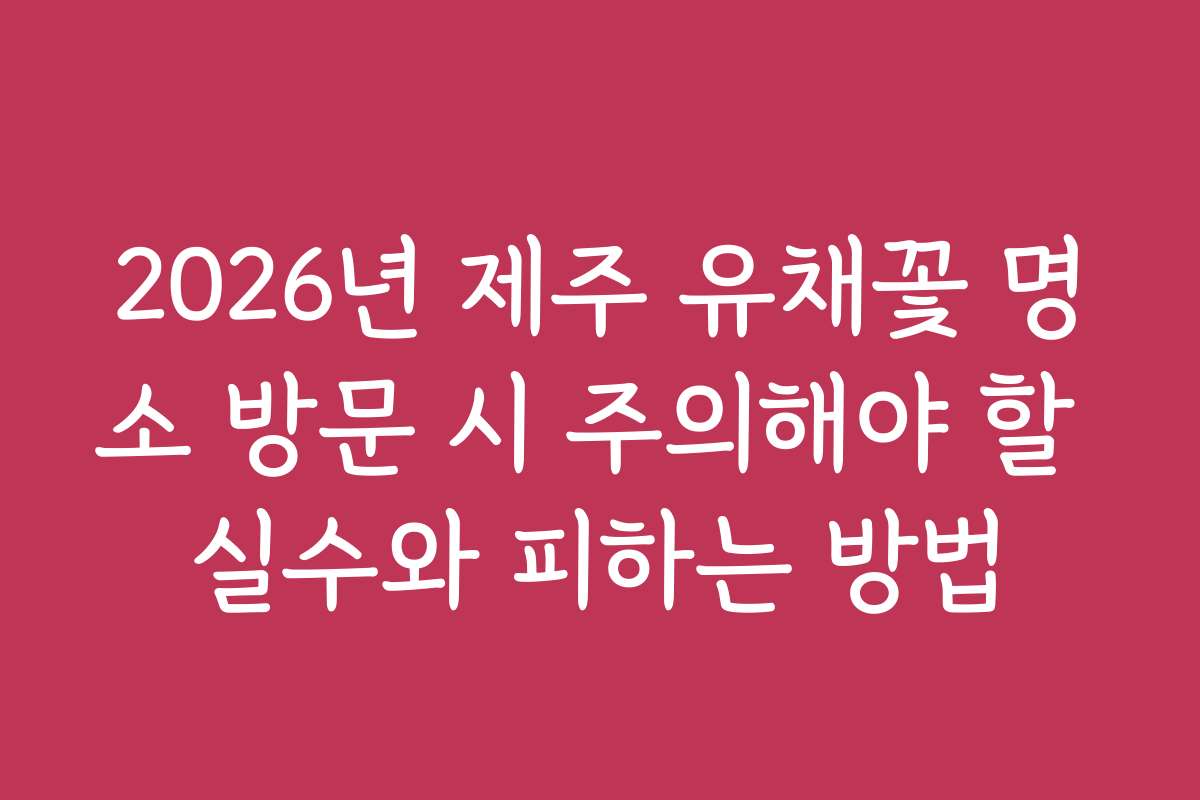 2026년 제주 유채꽃 명소 방문 시 주의해야 할 실수와 피하는 방법