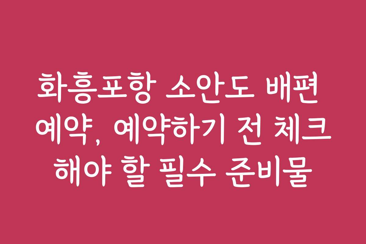 화흥포항 소안도 배편 예약, 예약하기 전 체크해야 할 필수 준비물