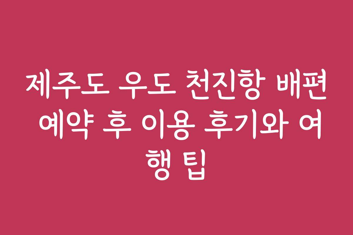 제주도 우도 천진항 배편 예약 후 이용 후기와 여행 팁