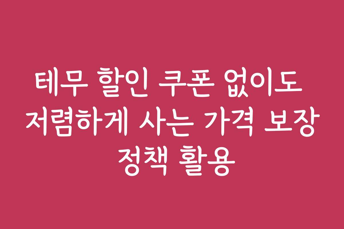 테무 할인 쿠폰 없이도 저렴하게 사는 가격 보장 정책 활용