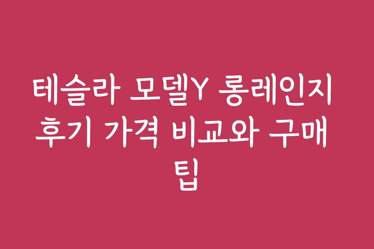 테슬라 모델Y 롱레인지 후기 가격 비교와 구매 팁