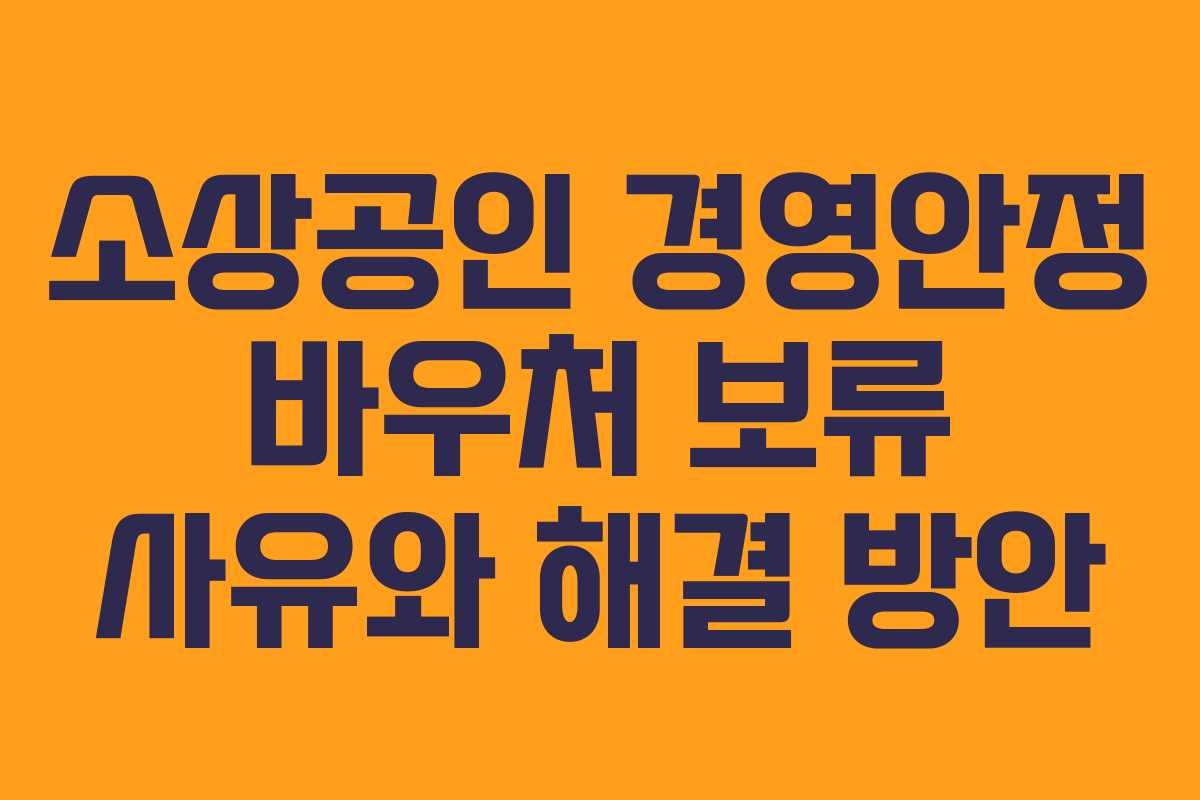 소상공인 경영안정 바우처 보류 사유와 해결 방안