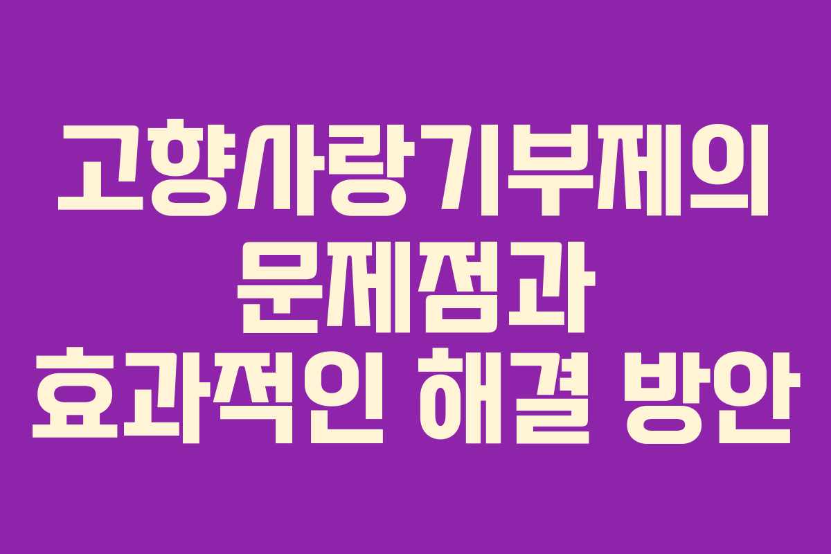 고향사랑기부제의 문제점과 효과적인 해결 방안