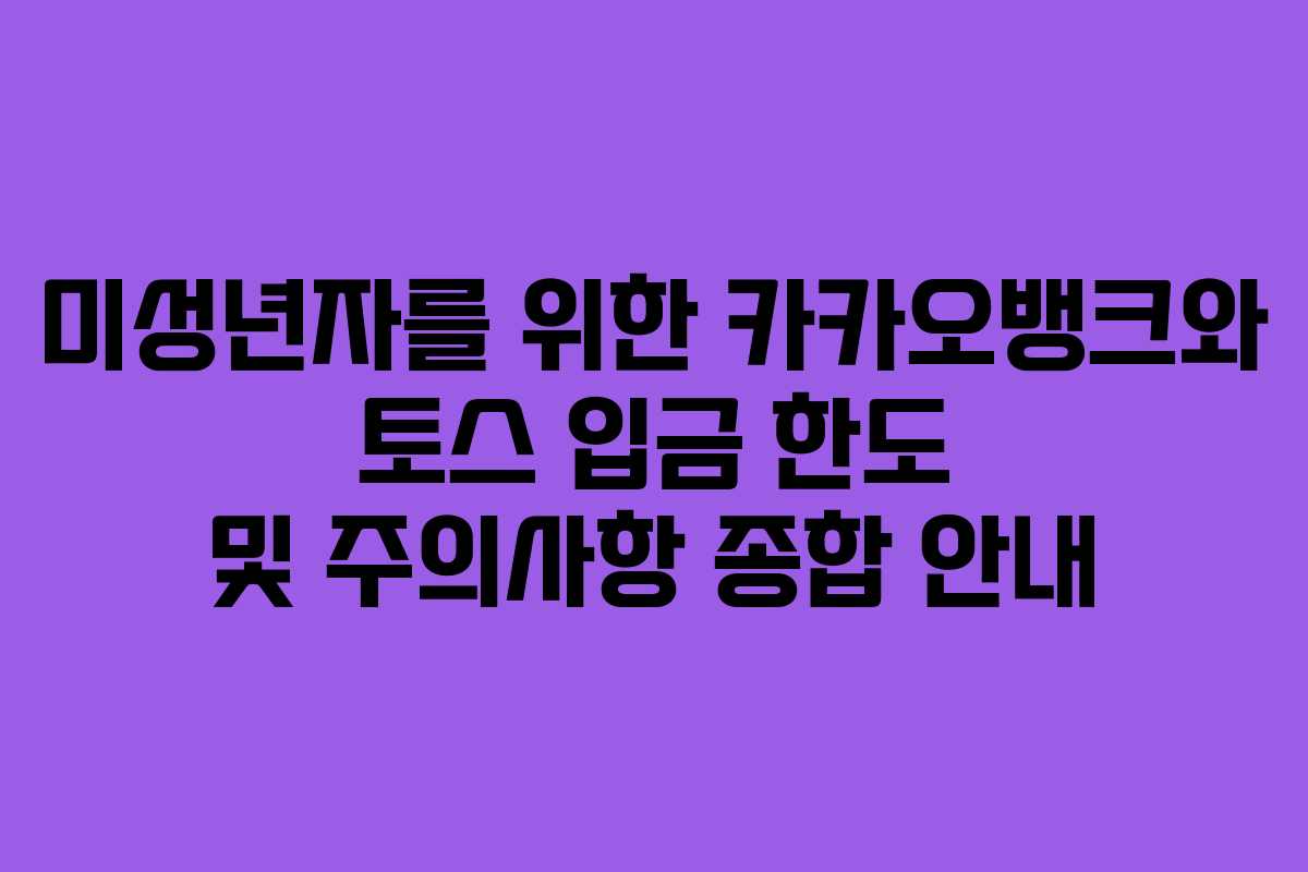 미성년자를 위한 카카오뱅크와 토스 입금 한도 및 주의사항 종합 안내