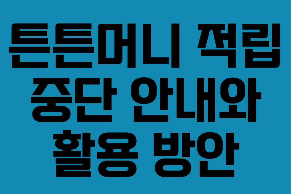 튼튼머니 적립 중단 안내와 활용 방안