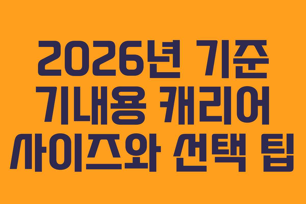 2026년 기준 기내용 캐리어 사이즈와 선택 팁
