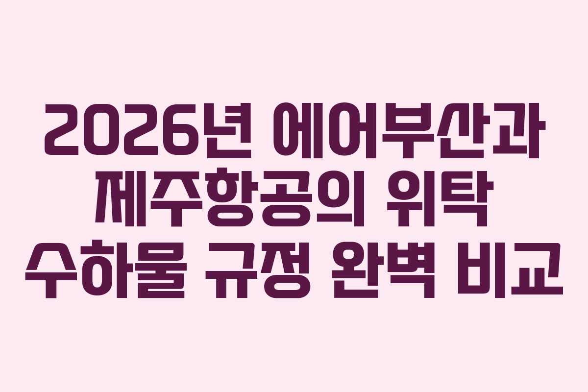 2026년 에어부산과 제주항공의 위탁 수하물 규정 완벽 비교