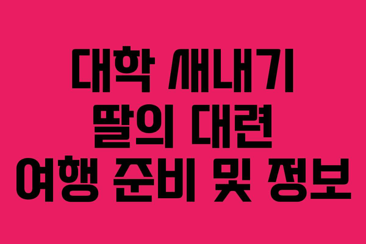 대학 새내기 딸의 대련 여행 준비 및 정보