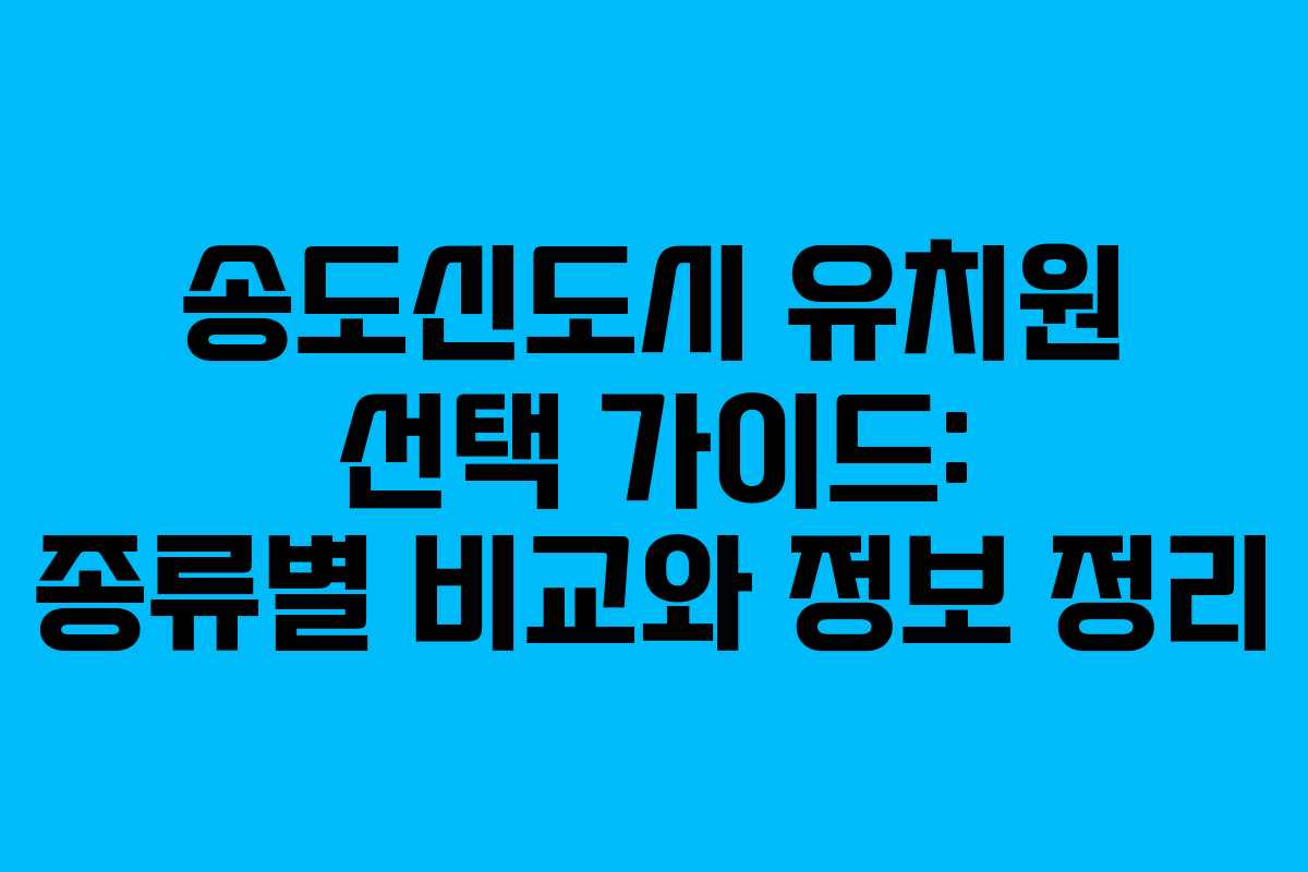 송도신도시 유치원 선택 가이드: 종류별 비교와 정보 정리