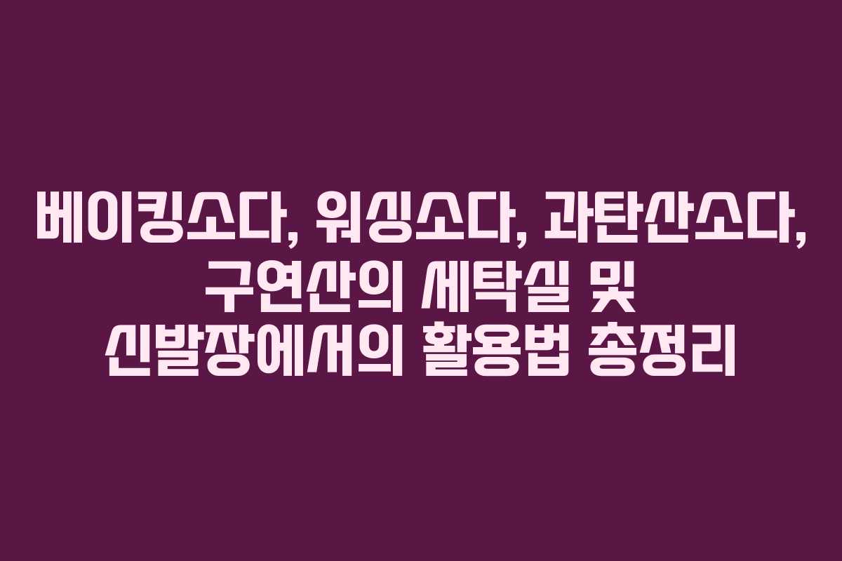 베이킹소다, 워싱소다, 과탄산소다, 구연산의 세탁실 및 신발장에서의 활용법 총정리