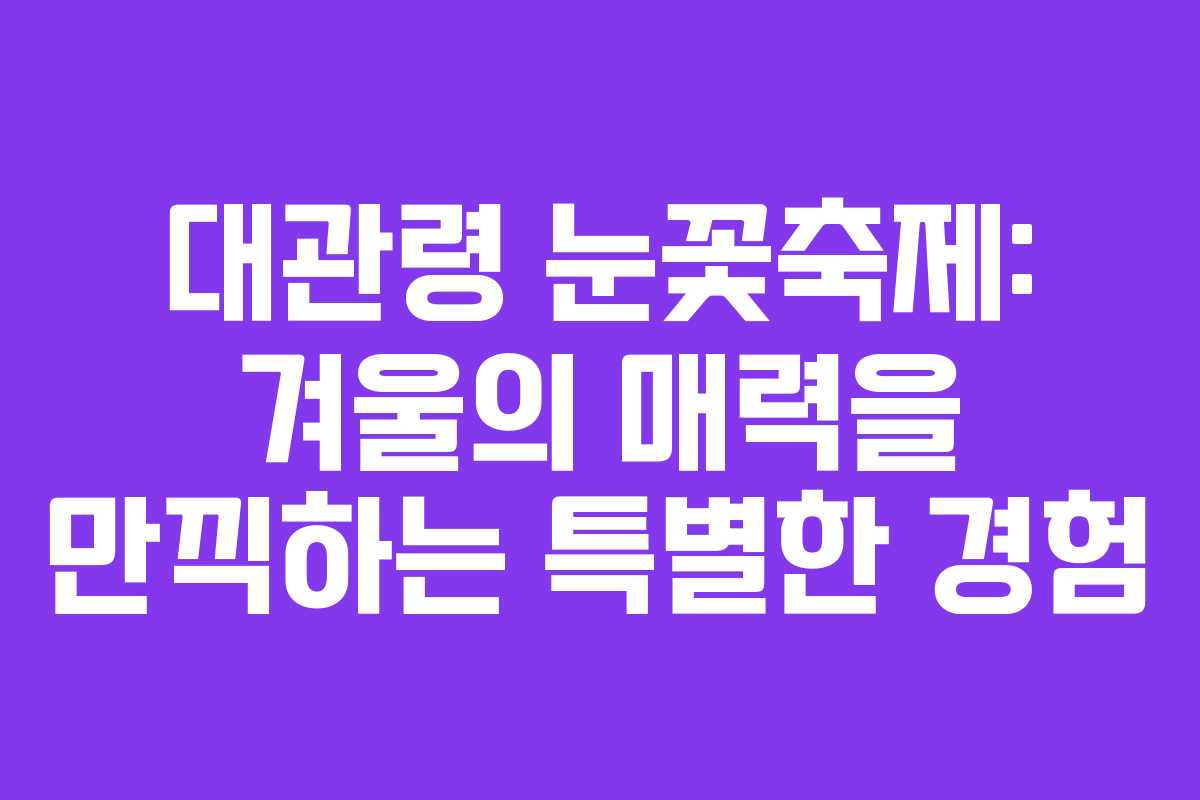 대관령 눈꽃축제: 겨울의 매력을 만끽하는 특별한 경험