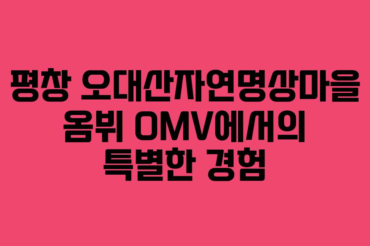 평창 오대산자연명상마을 옴뷔 OMV에서의 특별한 경험