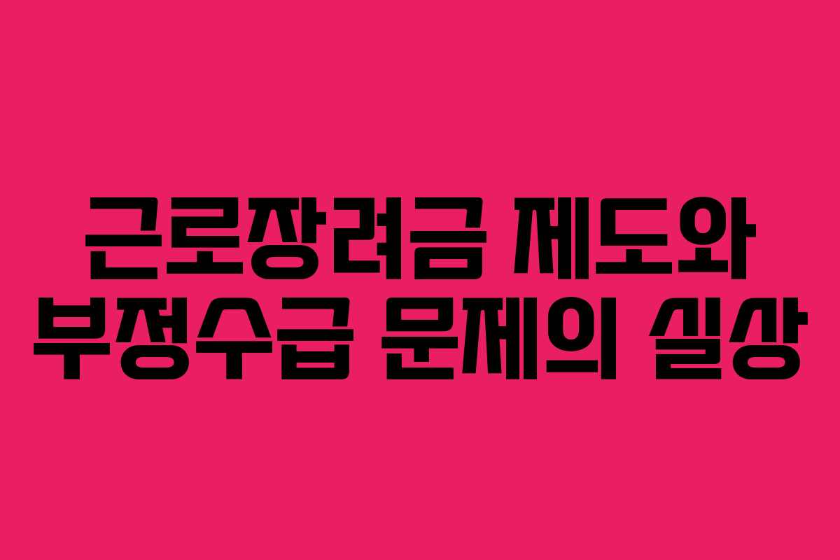 근로장려금 제도와 부정수급 문제의 실상