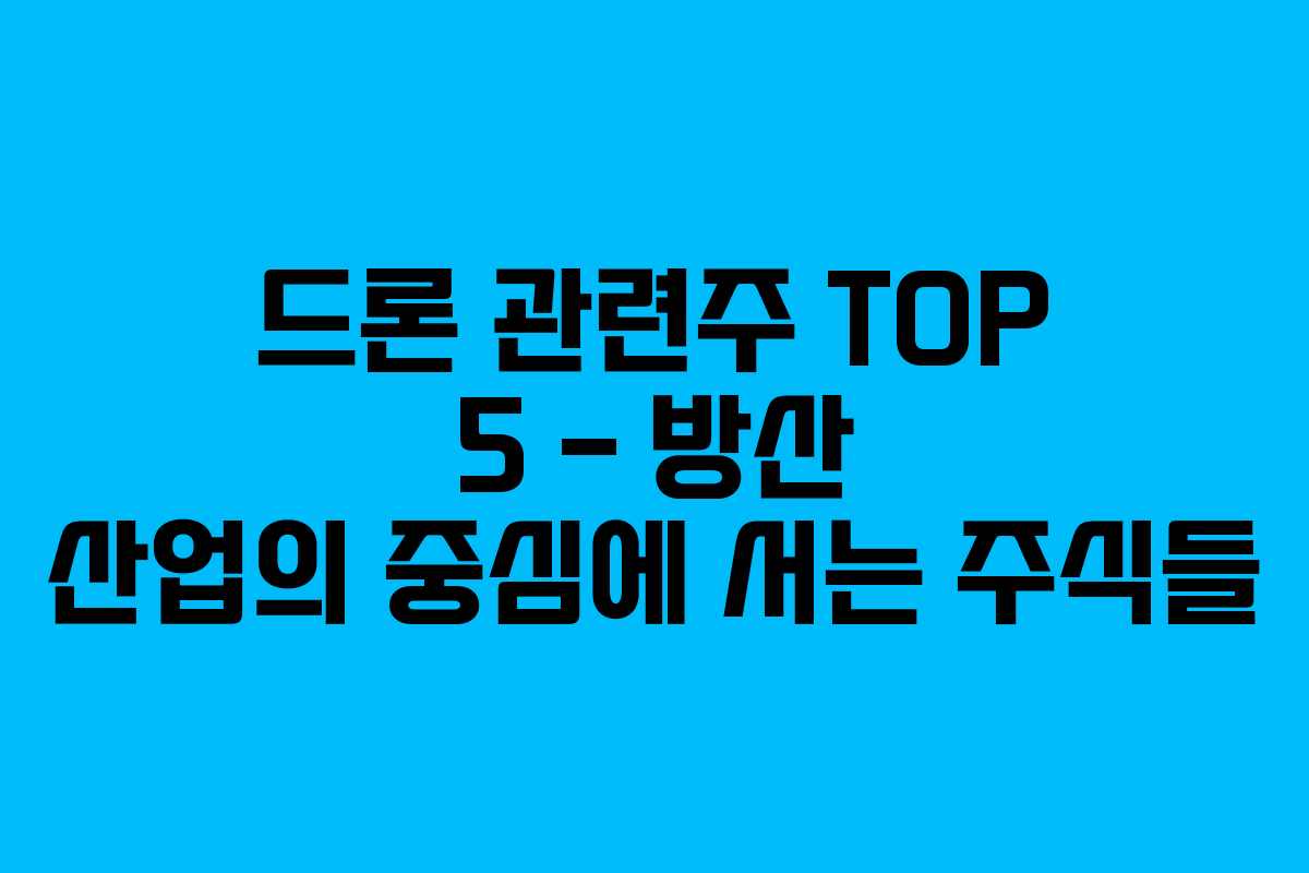 드론 관련주 TOP 5 – 방산 산업의 중심에 서는 주식들