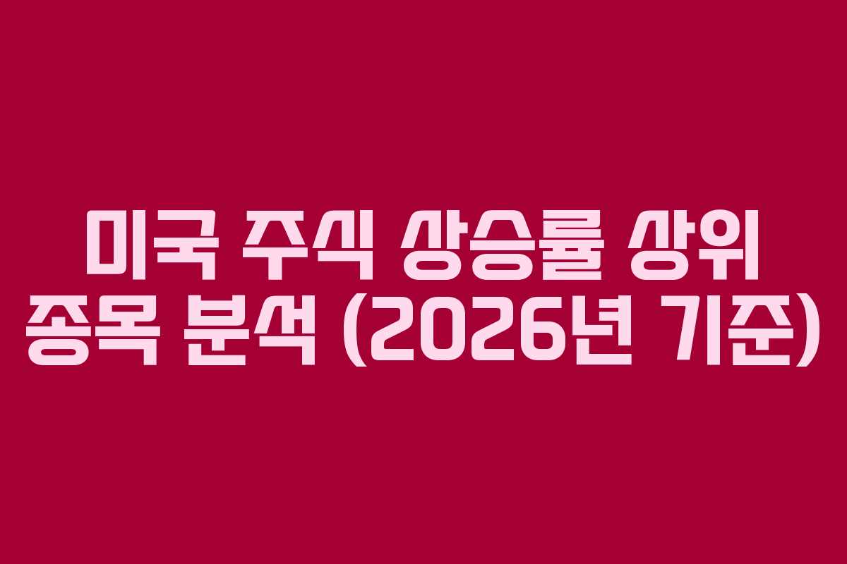 미국 주식 상승률 상위 종목 분석 (2026년 기준)
