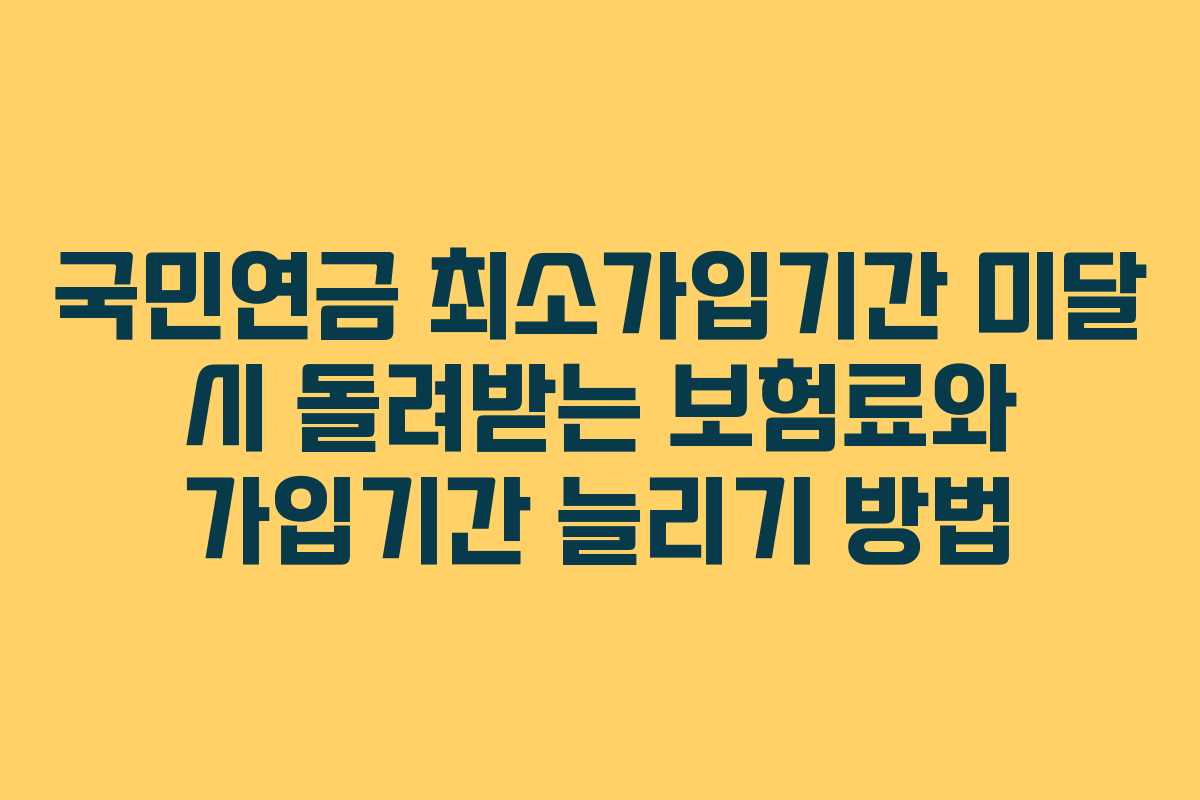 국민연금 최소가입기간 미달 시 돌려받는 보험료와 가입기간 늘리기 방법