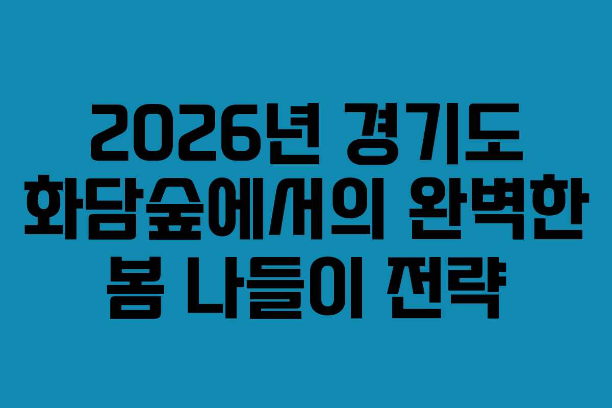 2026년 경기도 화담숲에서의 완벽한 봄 나들이 전략