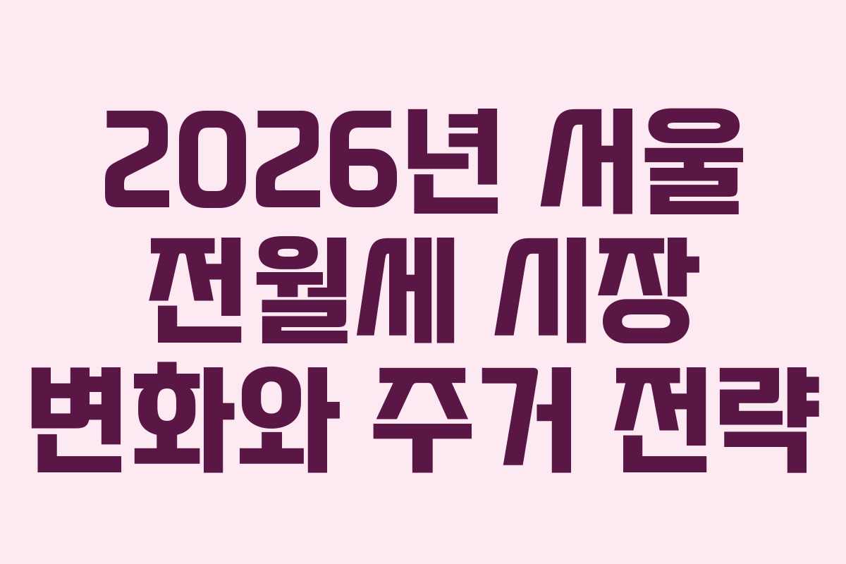 2026년 서울 전월세 시장 변화와 주거 전략